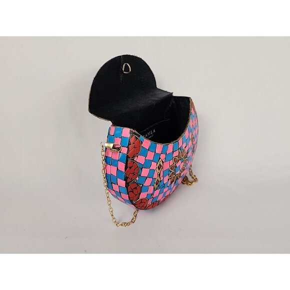 Ramla Mosaic Handmade Bag Pink Blue with Detachable Chain Strap Selling Sunset - Picture 11 of 16